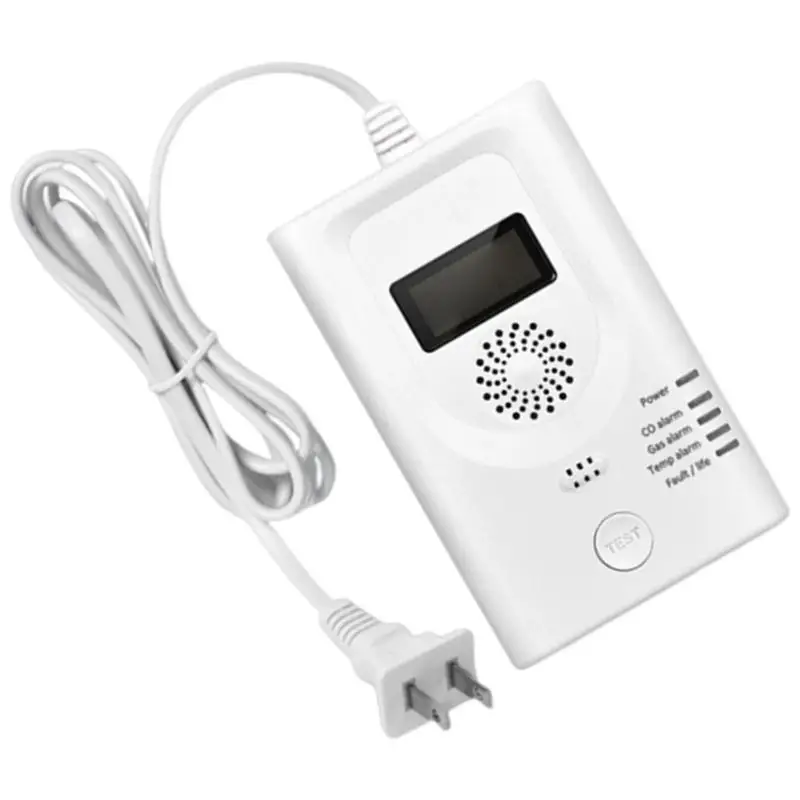 Detector gás com tela LCD 652F para monitores segurança doméstica Temperatura do gás combustível CO com monitoramento
