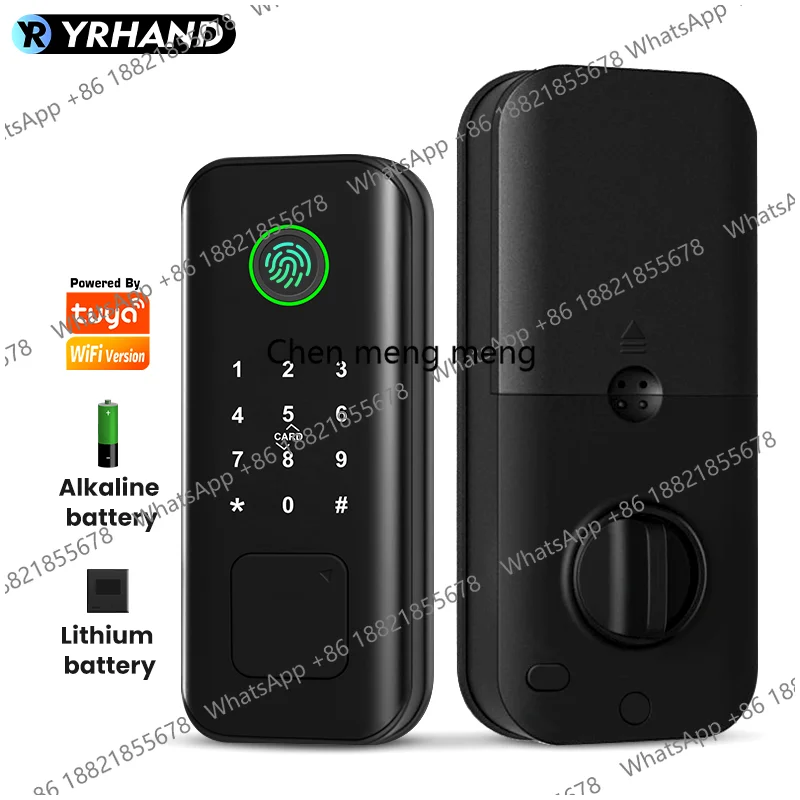Rechargeable 2500mAh lithium battery Smart Lock tuya Wi-Fi deadbolt Digital Lock with Biometrics Numeric Password app For home