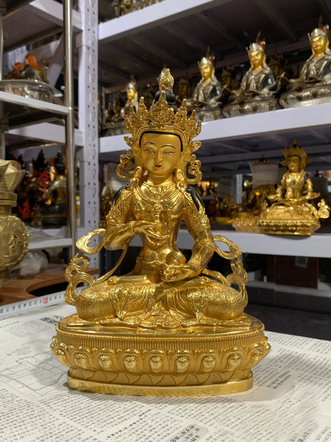 Imagem -03 - Vajrasattva Todo-poderoso Estátua de Buda Chapeamento de Ouro Estátua de Cobre Suprimentos Budistas Grandes Suprimentos Budistas 30cm