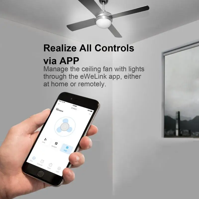 SONOFF IFan04 Smart Ceiling Fan Light Switch Controller ESP WiFi RM433 Control Support Alexa Google EWeLink Alice Home Assistant