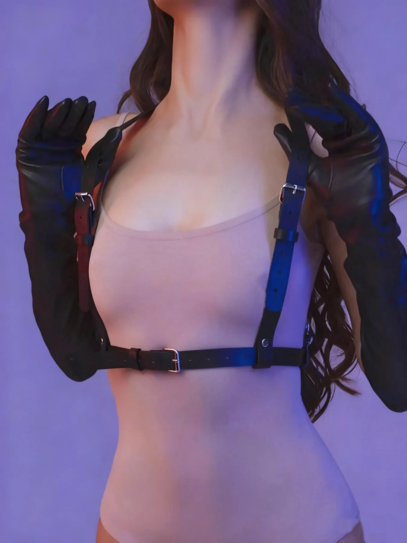 

Регулируемый женский ремень из искусственной кожи в стиле панк, готический пояс, бюстгальтер на бретелях, топ для клубного танцевального наряда.