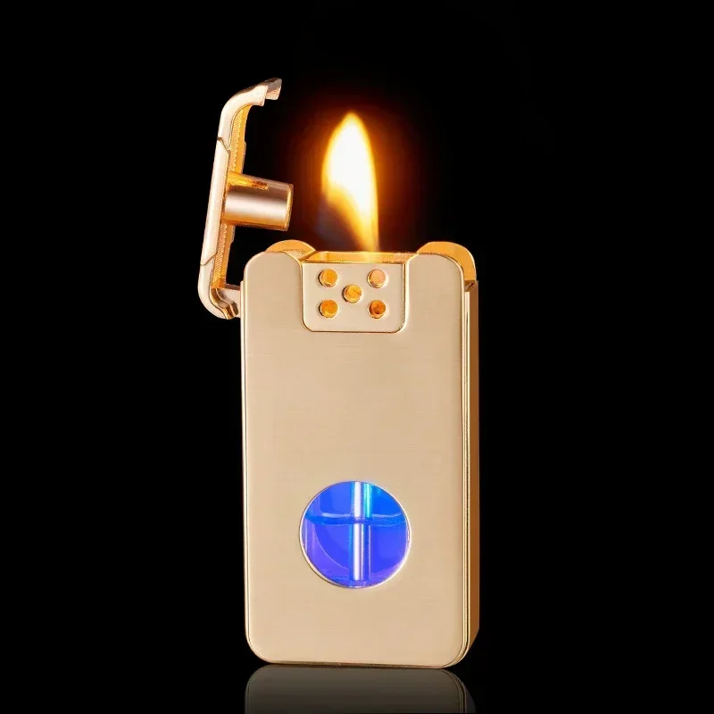 2025 Intelligent Voice Controlled Kerosene Lighter Metal Transparent Oil Arc Ignition Personalized Gift Cigarette Accessories