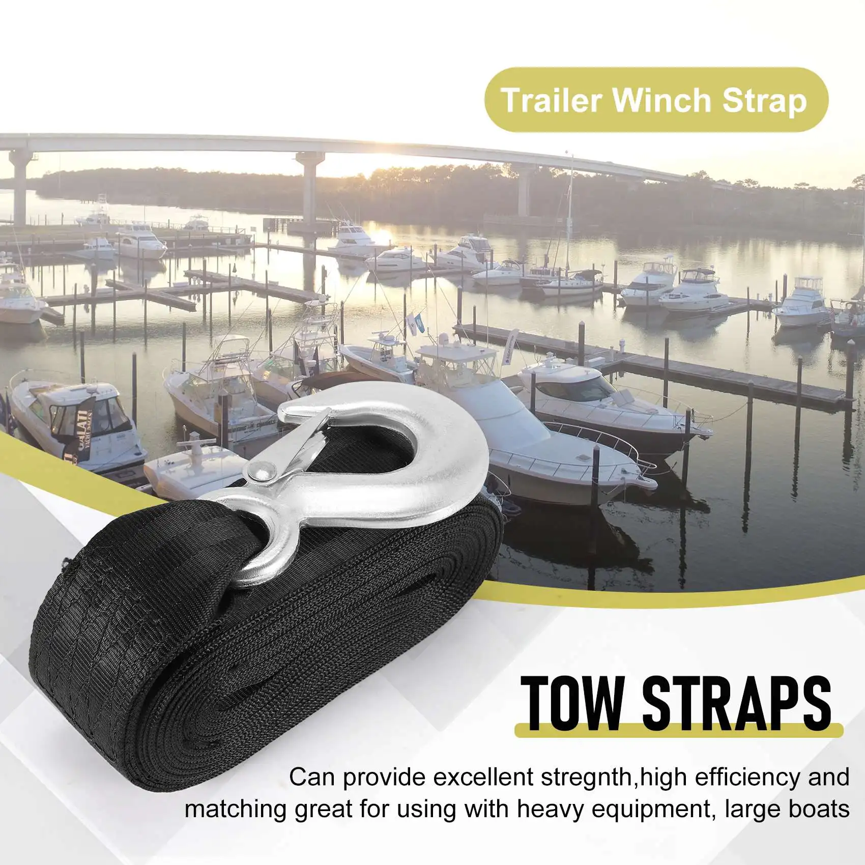 Latest Boat Trailer Winch Strap Replacement With Hook For Boat, Fishing Jet Ski,Towing Replacement Securing Tie Down Marine