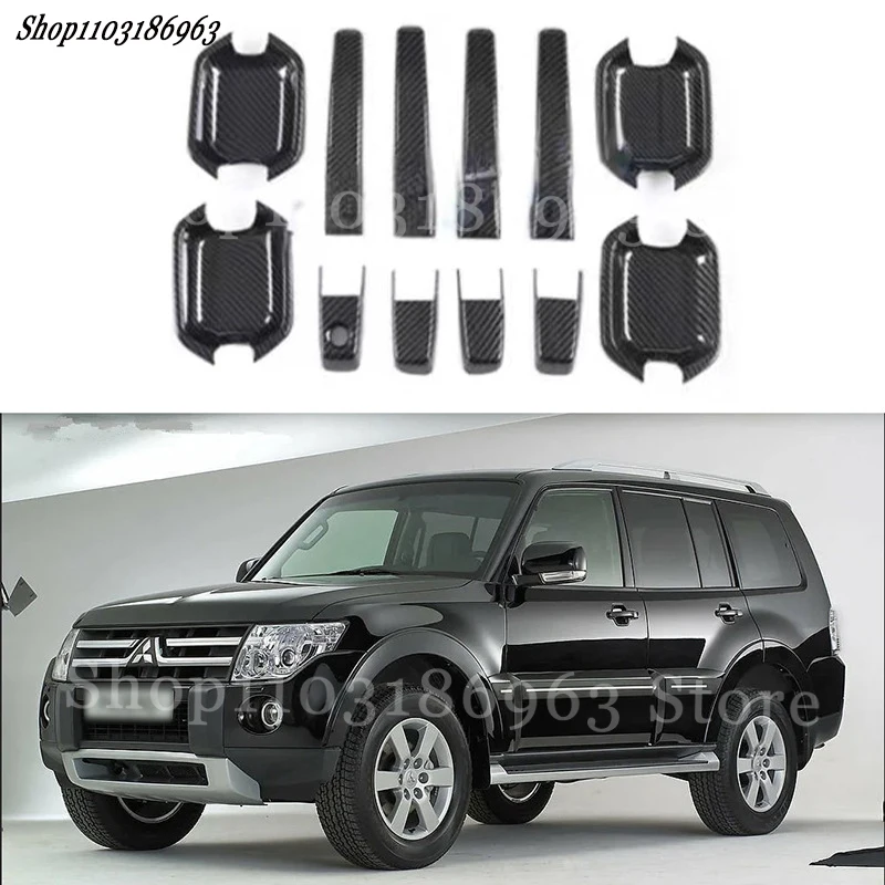 

Gloss Black Door Handle Cover Sticker Trim For Mitsubishi Pajero v73v77v93v 2007-2020 car Sticker Car-Styling Accessories Cover