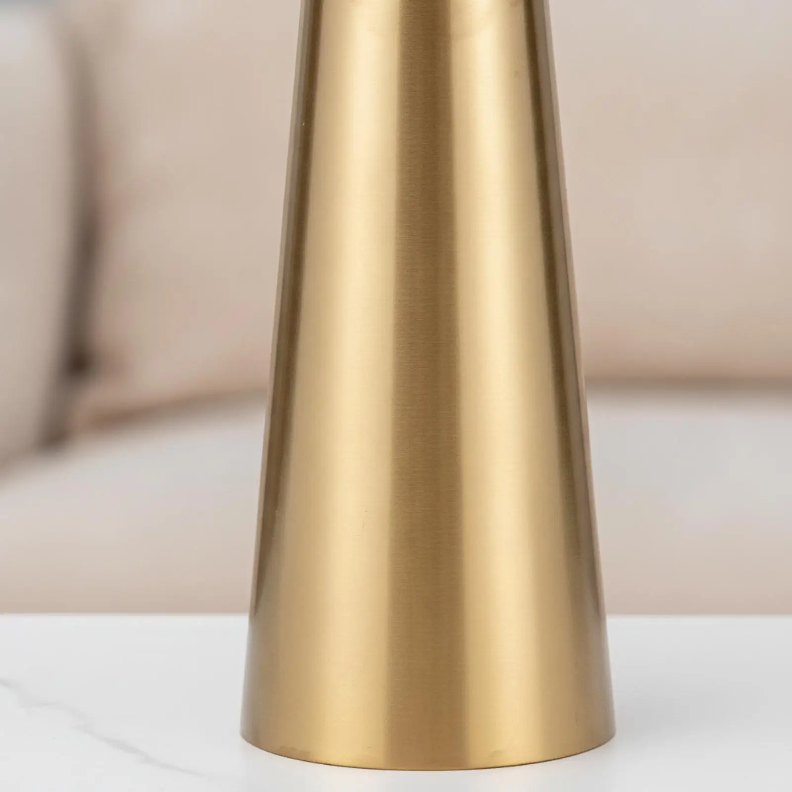 Sleek Gold Metal Vase for Home Accent Small Tapered Vase for Dried Flowers for Shelf Tabletop Display