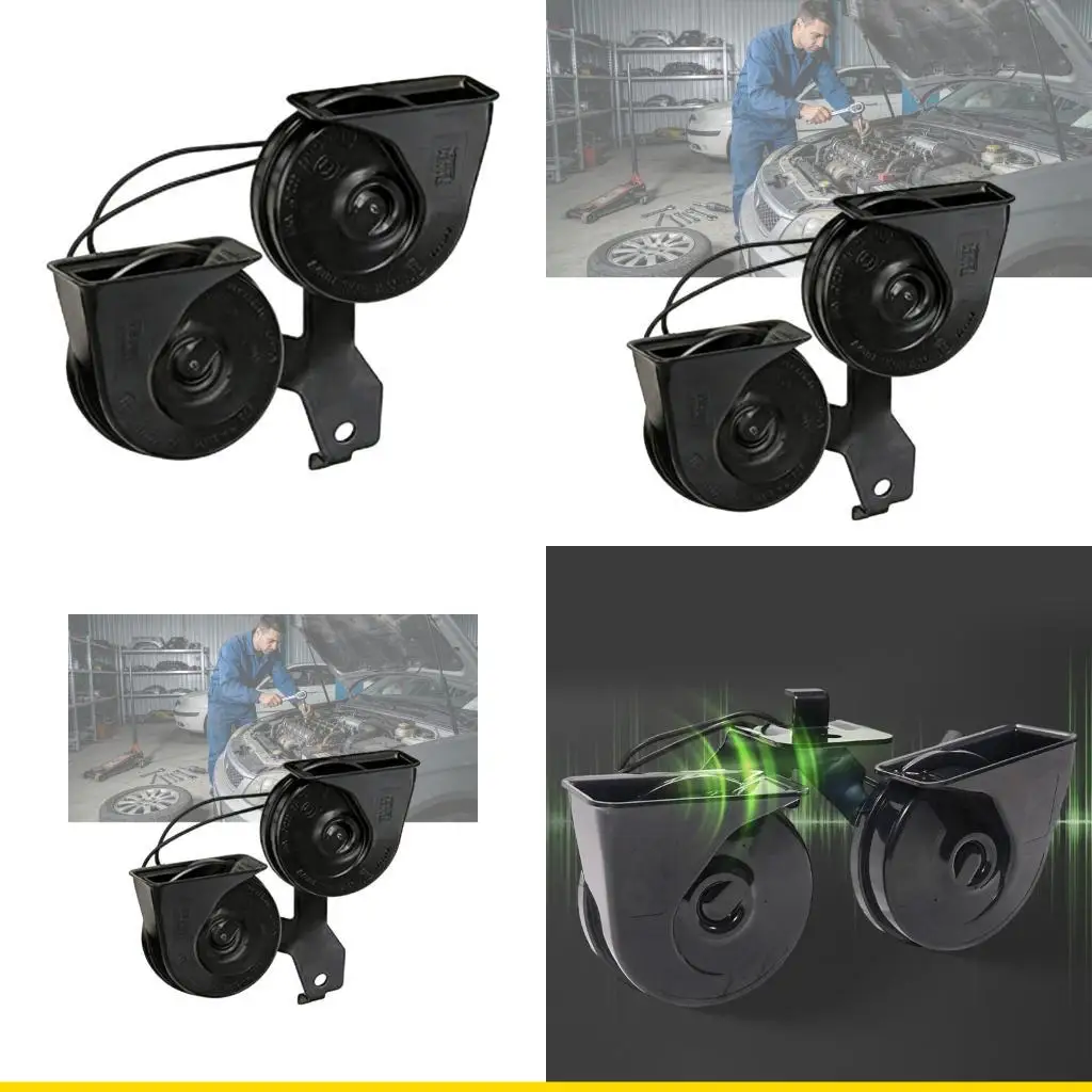 SZCH Twin Horn Assembly With Mounting Bracket Direct Alternative For F250 F350 F450 F550 Strong Work Trucks 2010 To 2016 Models