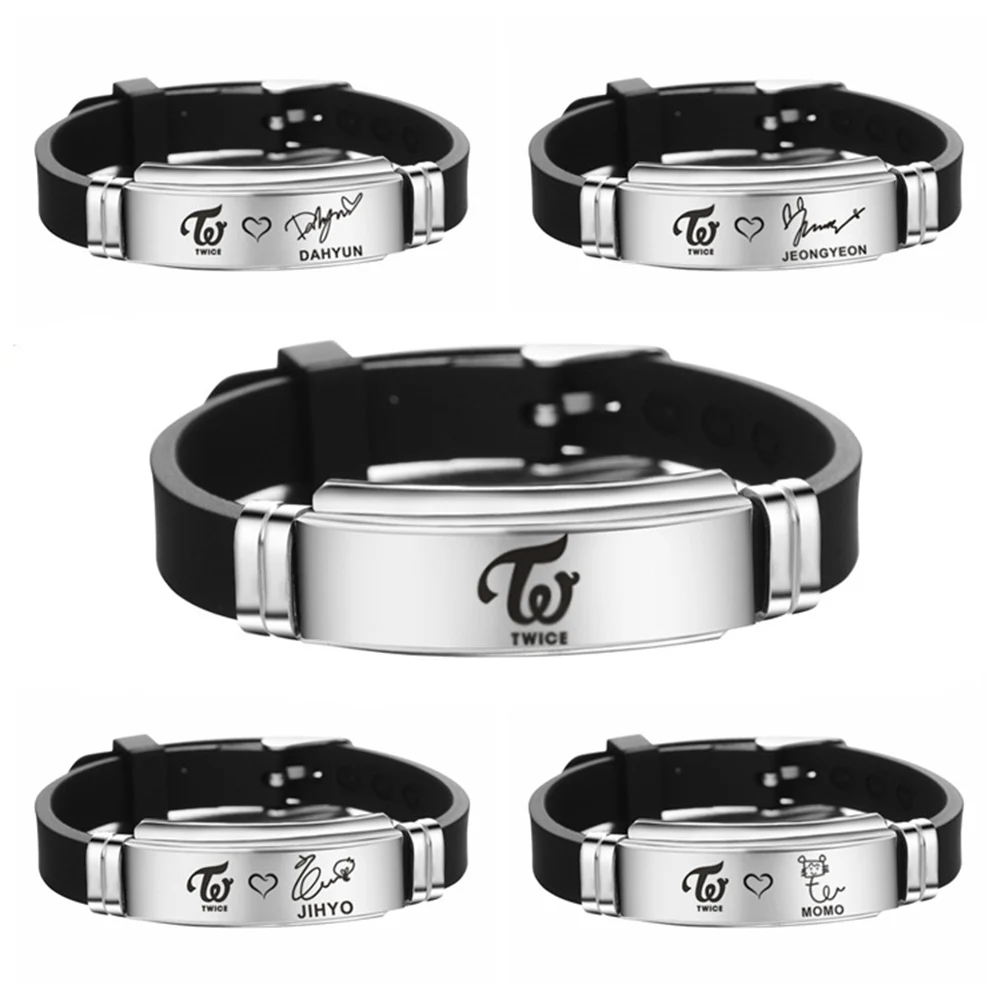 South Korea Twice Black Silicone Wristband Bangle Fashion Simple Accessories Banquet Jewelry Gifts Daily Wear