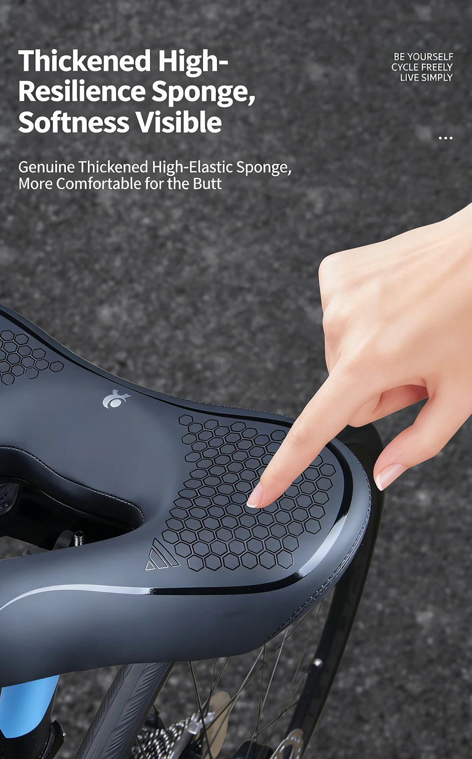 Fahrradsattel, Hochelastische Stoßdämpfung, Dicker Weicher Ergonomischer Hohler Atmungsaktiver Fahrradsitz für Mountainbikes & Rennräder – Detail 4