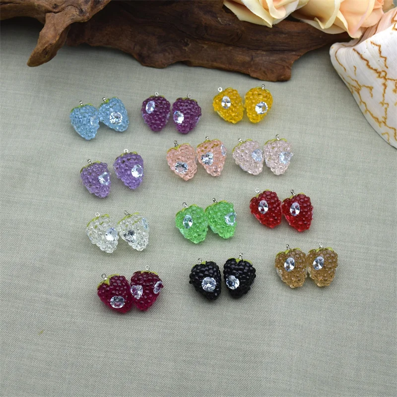 Min order 20pcs/lot color print cartoon strawberry shape resin floating locket charms diy jewelry garment pendant accessory