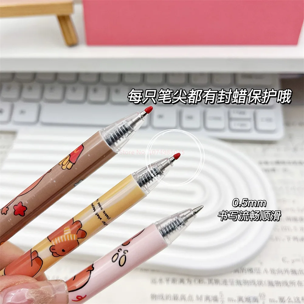 48pcs new Capybara gel pen 0.5mm black cartoon cute high-value press pen patch limited student stationery wholesale