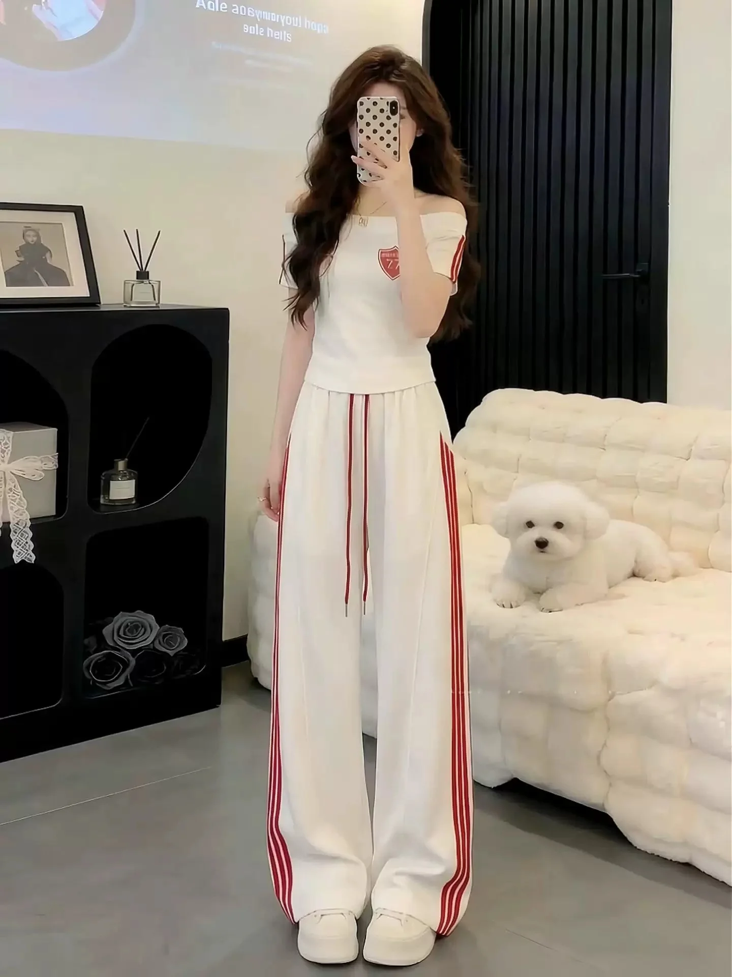 

Fashionable Summer Outfit 2026 Short Sleeve Wide Leg Pants Sporty Casual Two Piece Set Super Stylish And Attractive Cotton