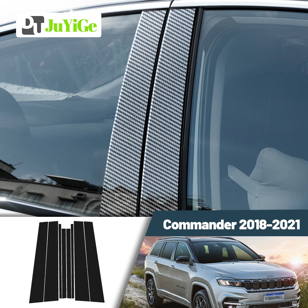 

Glossy Black Carbon Fiber Window Door Deal B C Pillar Post Cover Sticker For Jeep Commander 2018-2021 2019 2020