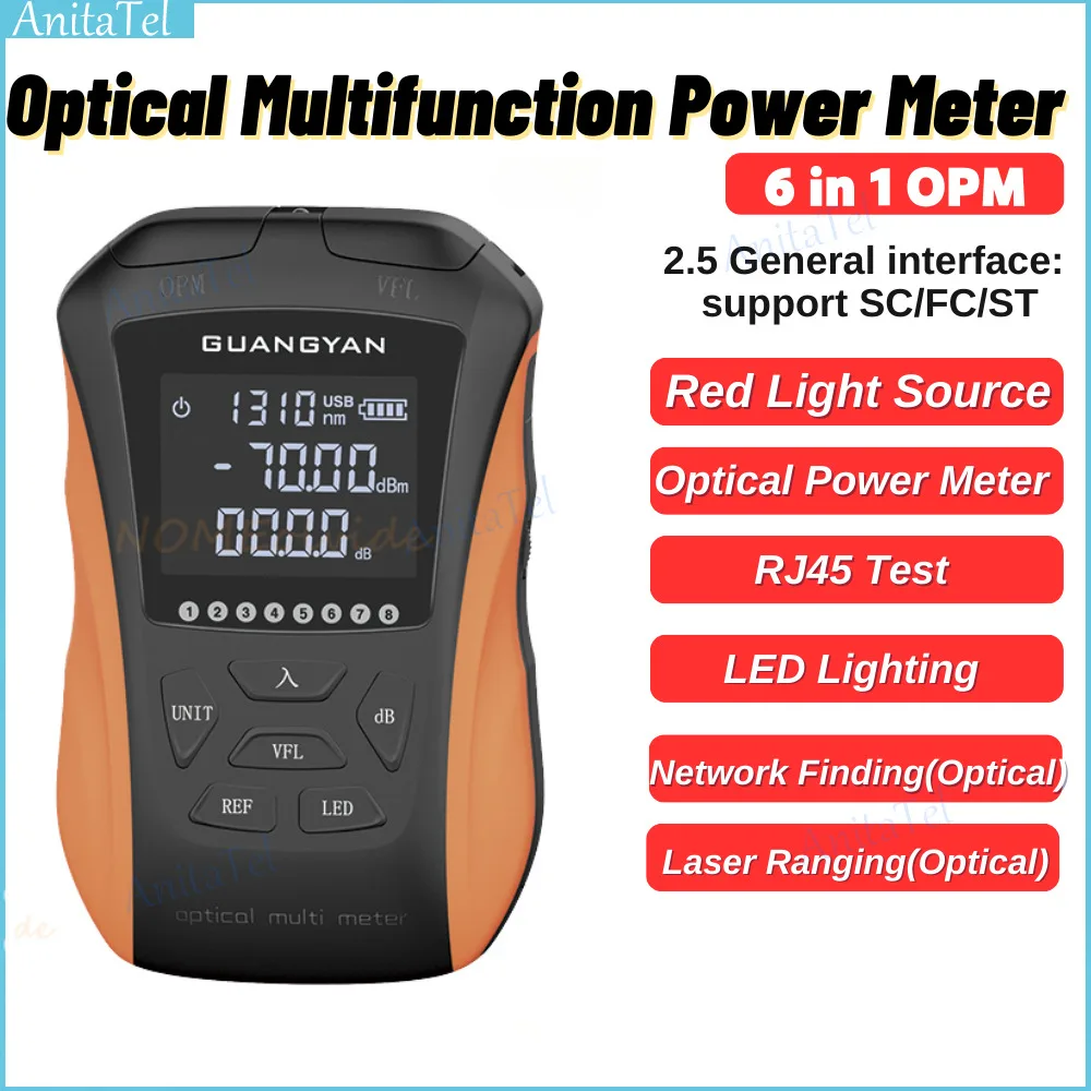 6 in 1 Optical Power meter High Precision Rechargeable G8 Visual Fault Locator Network Cable Test Line finder