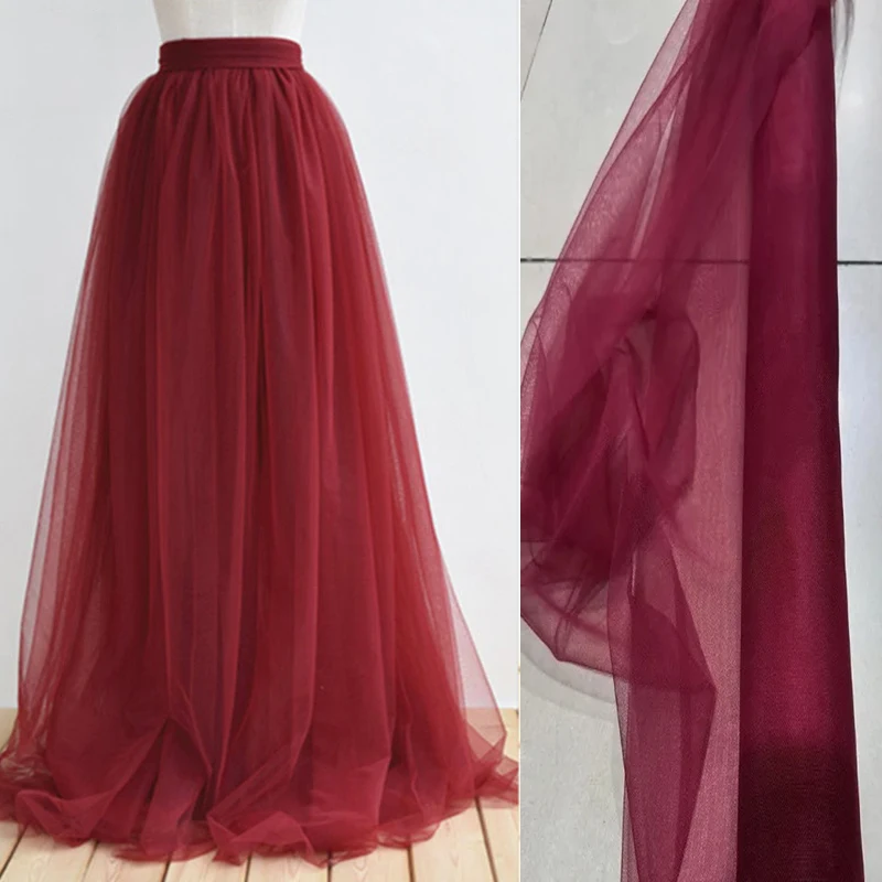 Burgundy Soft Tulle Fabrics by Metres tWedding Celebration Curtain Clothing Dusty Rose Mesh Layout Chair Back Yarn Encryption