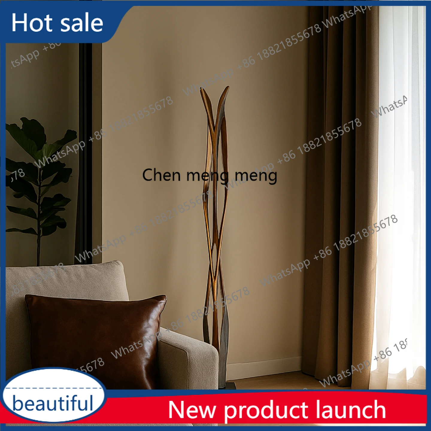 

A50 New Chinese retro teak carving, creative abstract floor woodwork large sculpture ornament