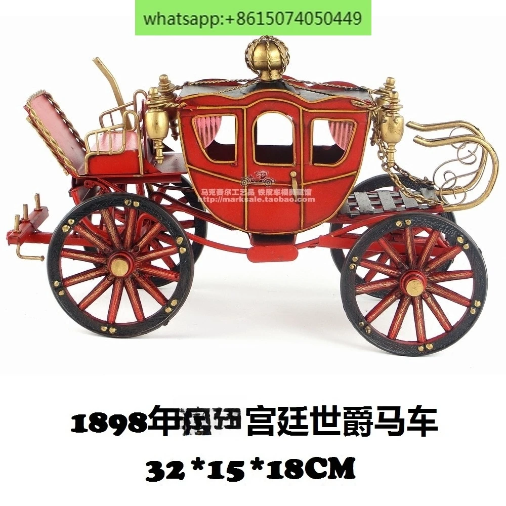

1898 Court Spyker carriage, handmade tin model ornament, bar cafe decoration