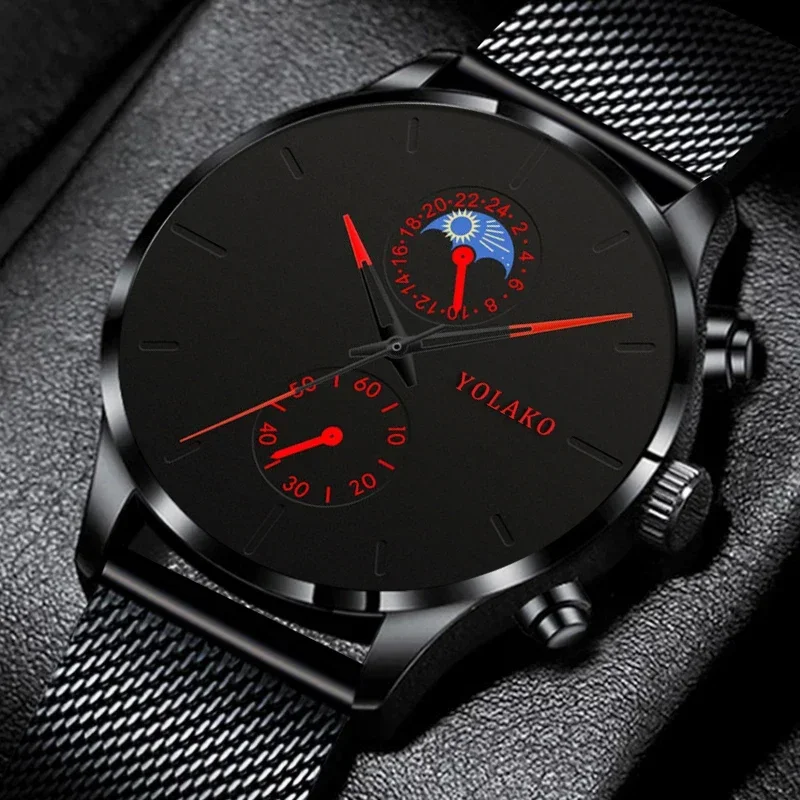 Reloj Hombre Fashion Mens Business Watches Luxury Classic Black Stainless Steel Mesh Belt Quartz Wrist Watch Relogio Masculino