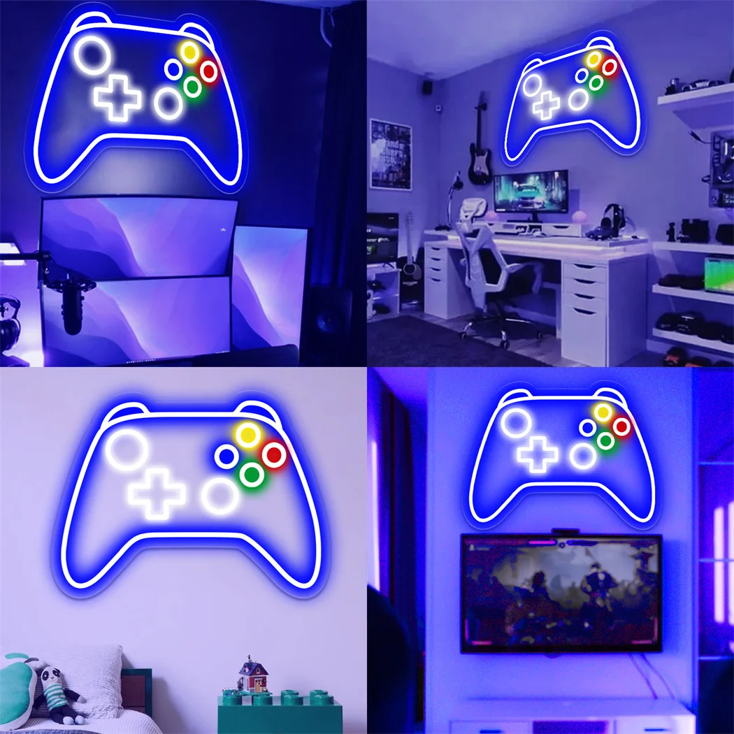 Gamer Neon Sign Gamepad Shaped LED Neon Sign per Gamer Room Decor Gaming Wall Decor USB Powered Gamer Gifts for Teens Boys Kids