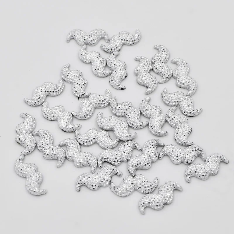 DIY 200pcs 6*17mm Resin Silver Beard Flatback Rhinestone Child Scrapbooks/wedding F213*5