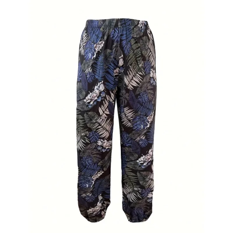 Plus Size 1XL-5XL Women's New Casual and Fashionable Printed Elastic Waistband and Ankle Binding Versatile Loose Pants