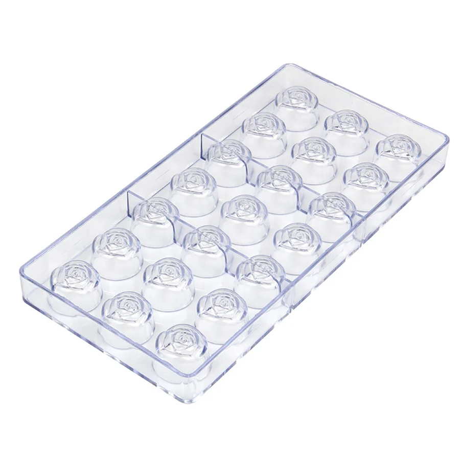 21-Hole Rose Style Transparent Hard Plastic Chocolate Molds Candy DIY Making Tool Household Kitchen Baking Accessories