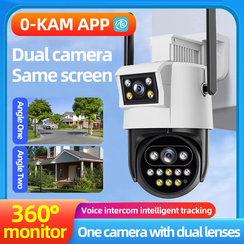 

Mobile phone remote 360 ​​no blind spot Dual Lens 5MP HD night vision outdoor dual screen surveillance camera IP Camera Audio