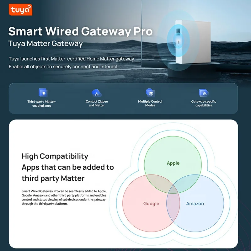 Matter Smart Home Gateway Tuya Cable Zigbee Thread Protocol Hub Bridge Support Alexa Google Home Homeekit