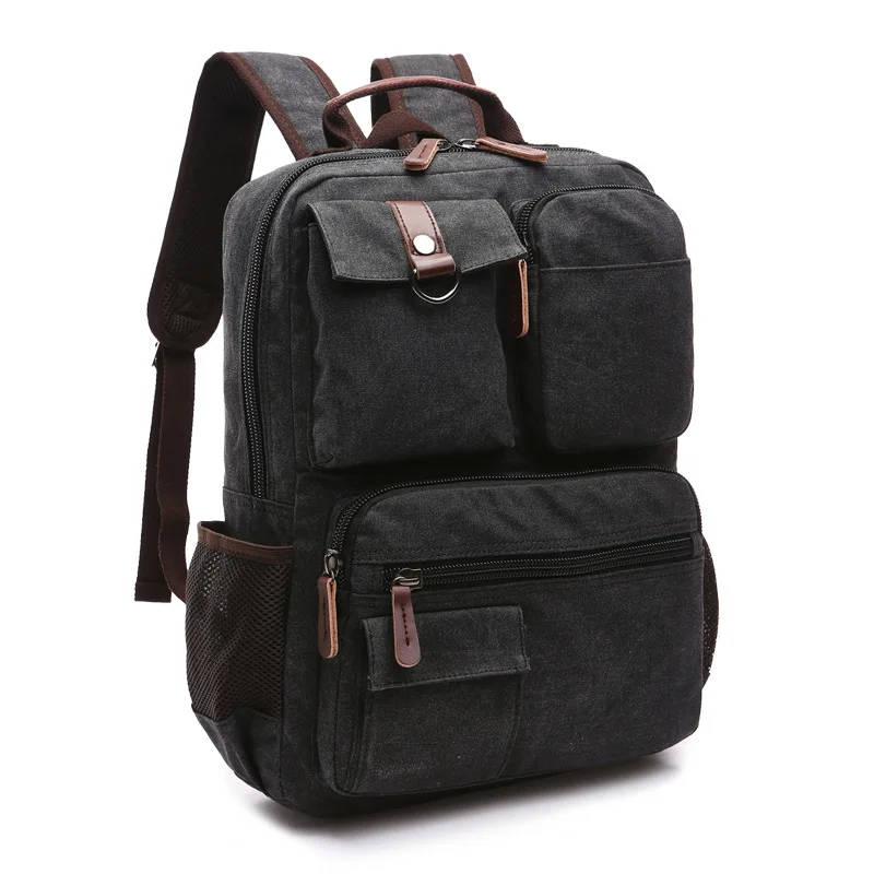 

Men's Large Capacity Backpack Trendy and Fashionable Canvas Casual Bag Computer Backpack Travel Bag Multiple Pockets