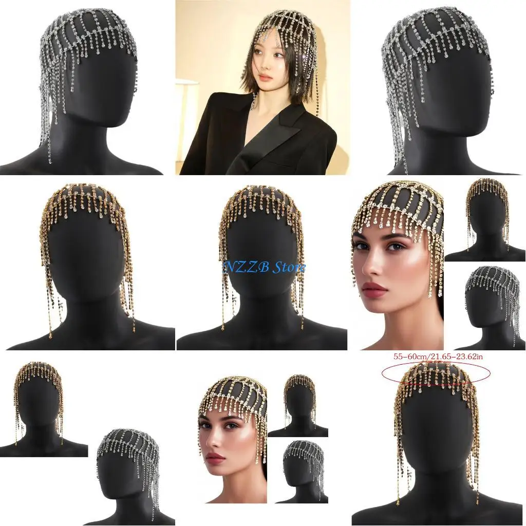 

T21F Lightweight Crystal Fringe Hair Accessory Headpiece for Wedding Stage Use