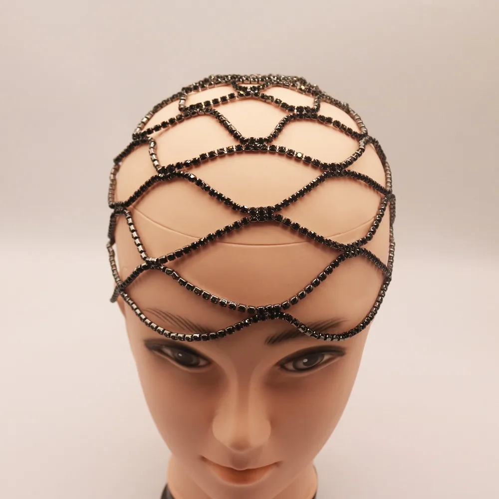 

Performance Show Crystal Rhinestone Hairband Luxury Tassel Starry Shiny Head Chain Bride Wedding Mesh Boho Headband