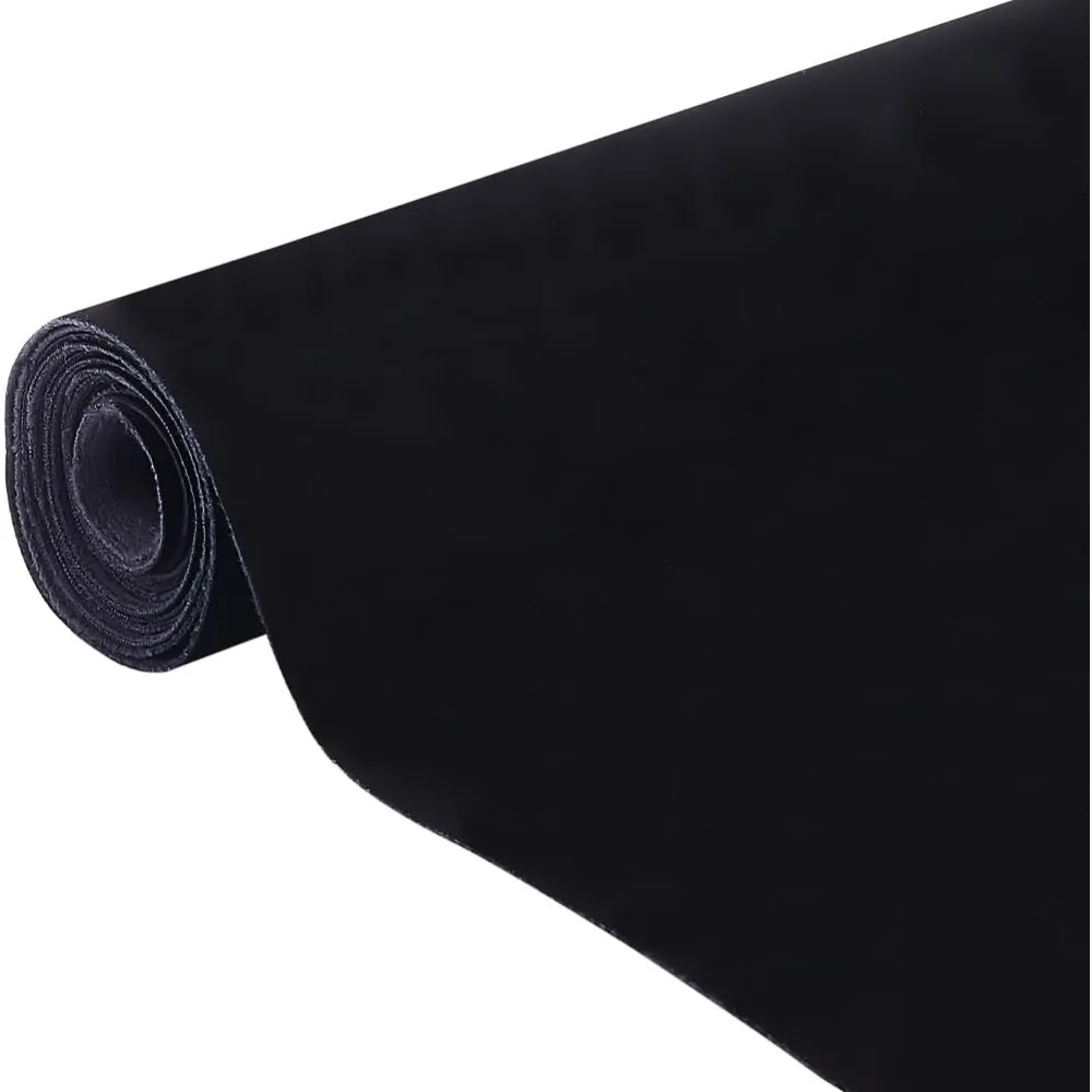 59x13.7 Inches Suede Leather, Black Soft Faux Suede Leatherette PU Suede Sheets Fabric Frosted Faux Leather Roll for Handicraft