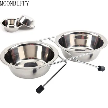 스테인레스 스틸 반려동물 개 고양이 더블 볼 아이언 스탠드, 음식 물 접시 피더, 애완 동물 용품, 강아지 사발 