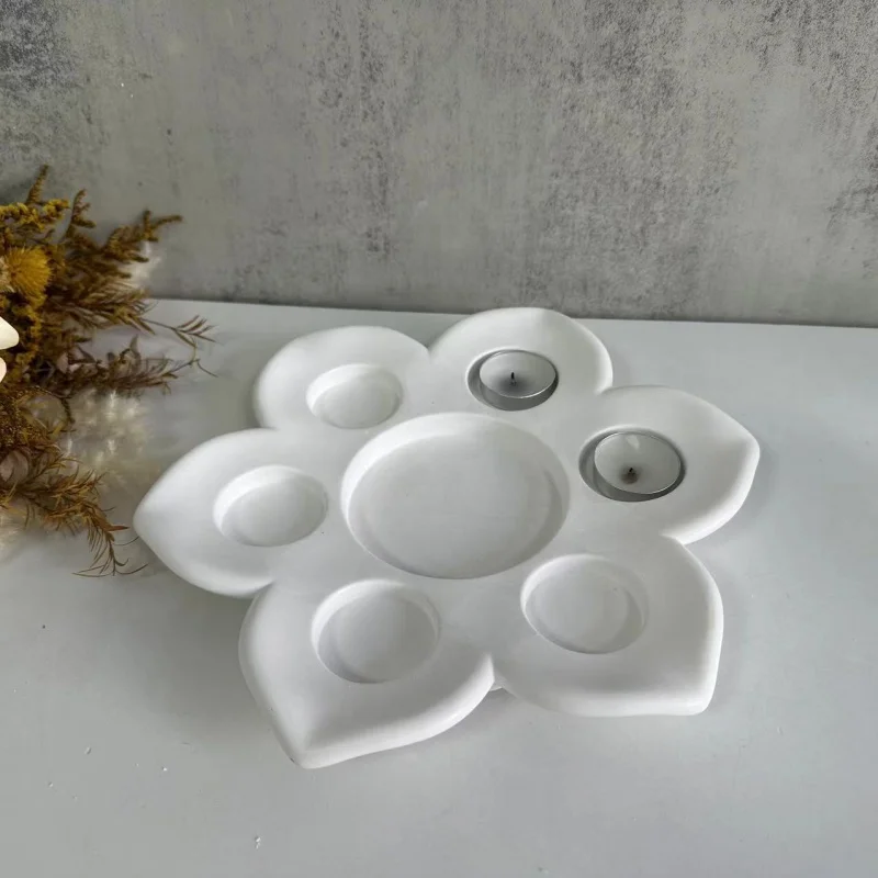 Large Lotus Porous Candlestick Silicone Mold Aromatherapy Candle Holder Gypsum Mold Mirror Mold