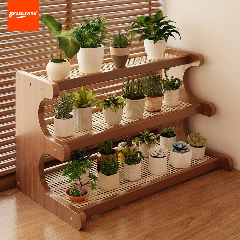 AOLIVIYA Trapezoidal Shelf Green Plant Bay Window Balcony Flower Stand Drain Multi-layer Storage Rack Stepped Cup Holder Desktop