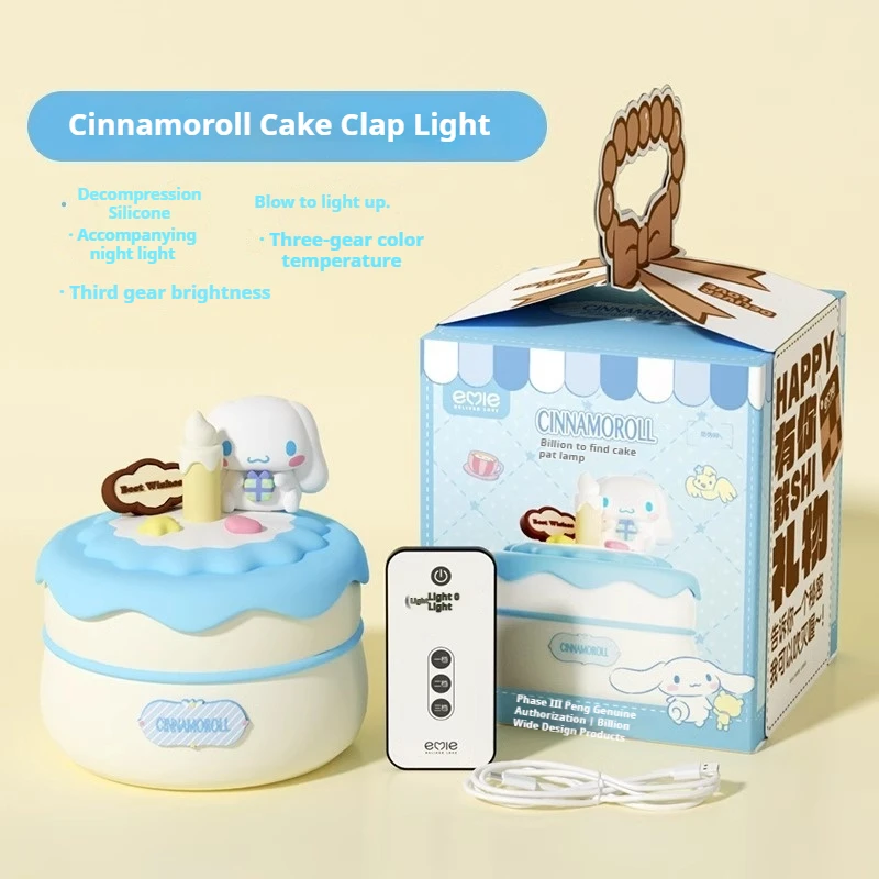 

Genuine Sanrio Cinnamoroll USB Nightlight Atmosphere Bedlight Kuromi Silicone Cake Bedroom Sleep Eye Protection Children'S Gift