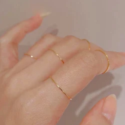 1PC Rings For Women Titanium Steel Rose Gold Color Korean Jewelry Men Simple Wedding Couple Tail Width 1mm Stackable Thin Circle