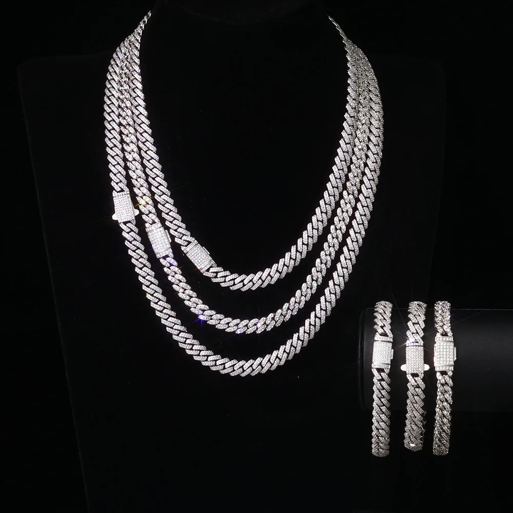 

HHIOK 8mm 1/2 Rows CZ Cuban Necklace Bling 5A Cubic Zirconia Link Chain Hip Hop Miami Luxury Jewelry for Men and Women