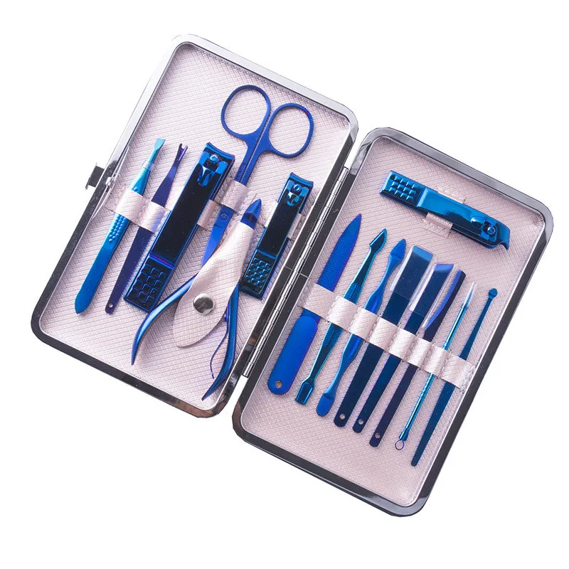 15 in 1 Colorful Plating Professional Travel Manicure Pedicure Set Nail Beauty Care Set Kit Tool For Women Girl Child Kid Gift