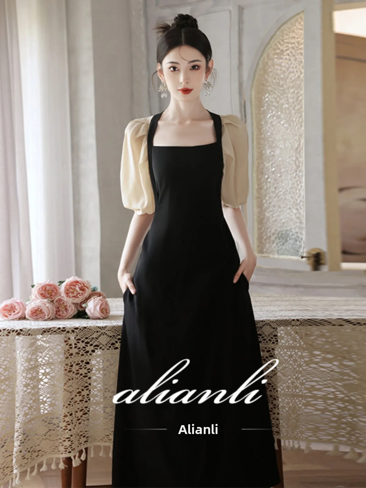 

Ele Bla Evening Gown Women's Host Faionable Mid-Waist A-Line Skirt Formal Dr Suitable for Various Ocns