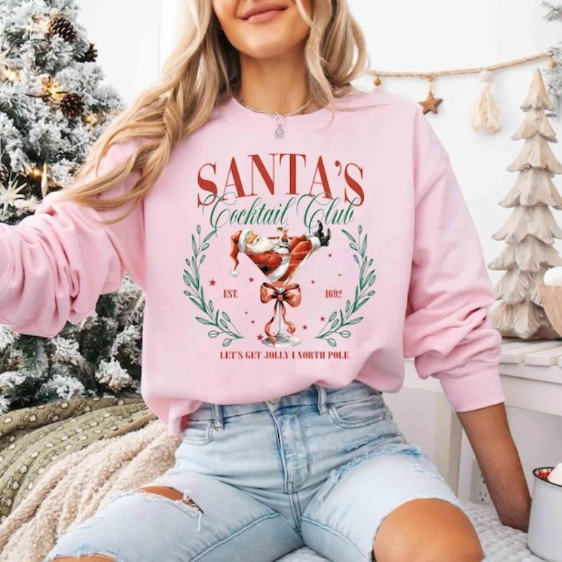 

Santa's Cocktail Club Christmas Sweatshirt Funny Christmas Sweater, Espresso Martini, Dirty Martini, Holiday Bachelorette Hoodie