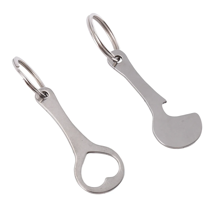 SEWS-2 Pieces Of Stainless Steel Shopping Trolley Remover-Shopping Trolley Token As A Key Ring-Can Be Detached Directly