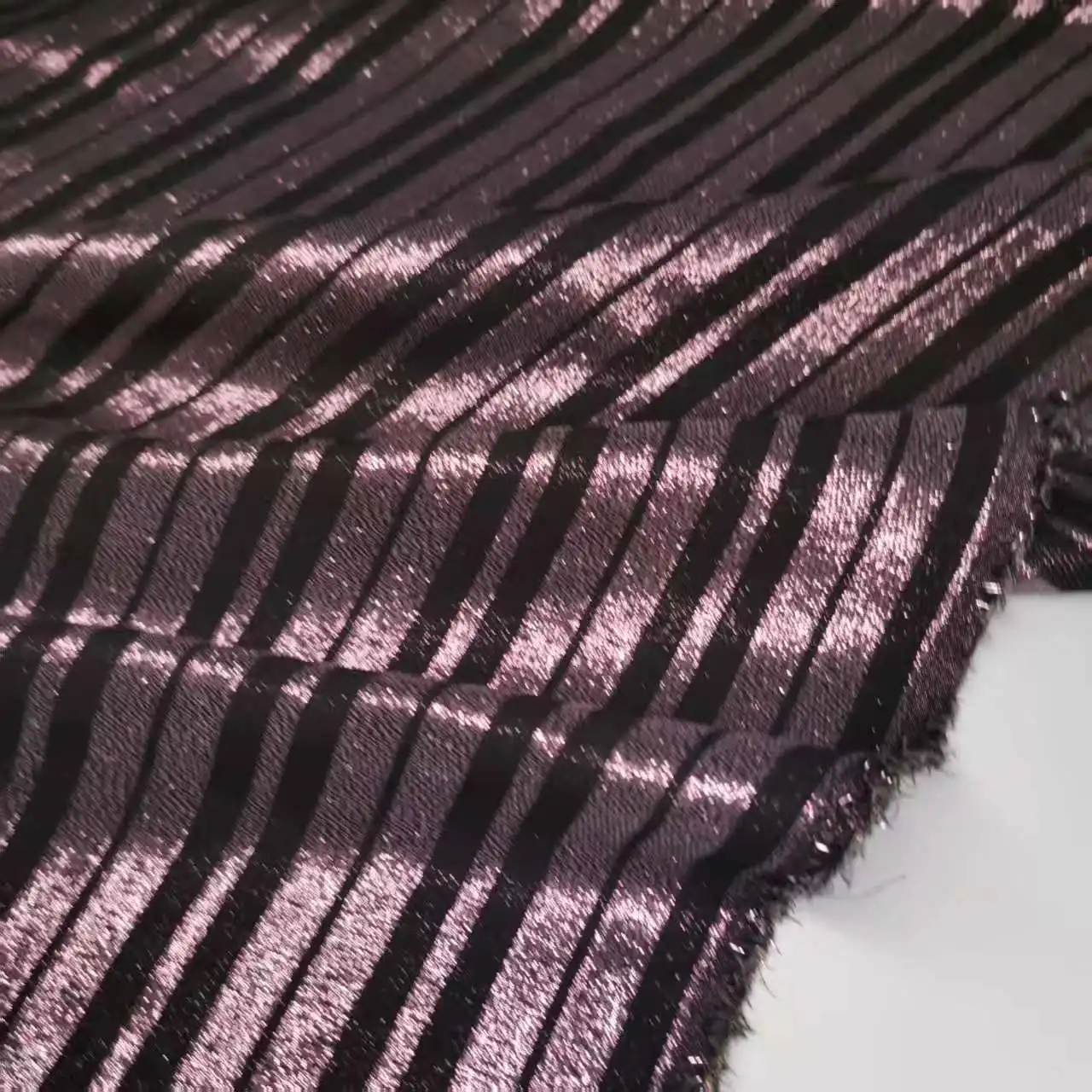 Tissu Jacquard à Coudre pour Manteau, Jupe, Brocart de Soie Rayé, Lurex Métallique, Soie de Mûrier, Matériel DIY pour Robe Sari