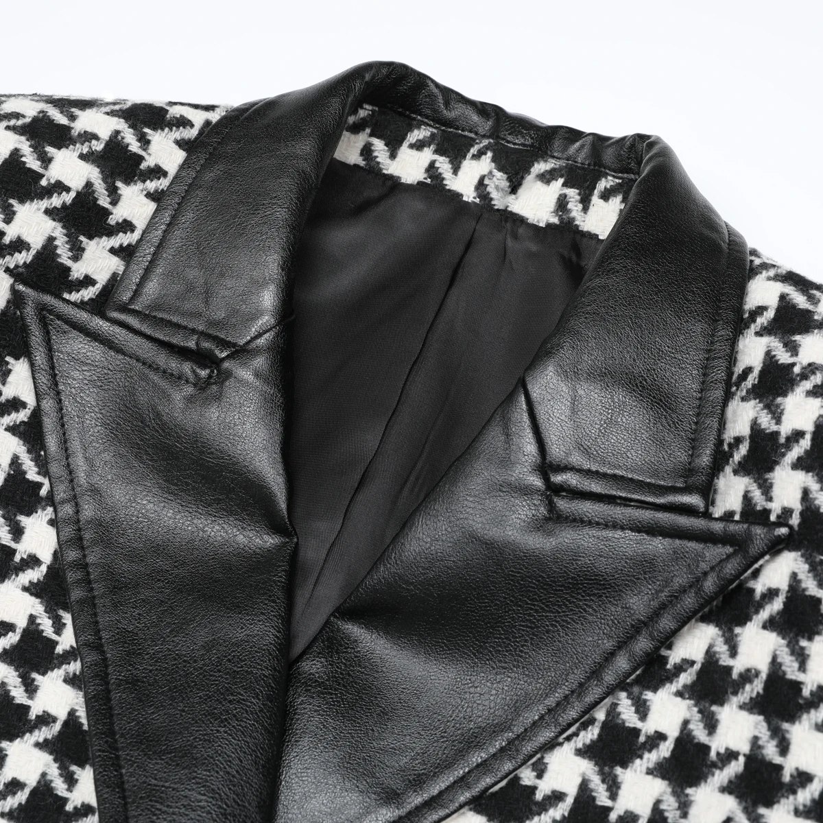 2650 High Quality Spring and Autumn New Style Thousand Bird Grid Long Sleeve Profile Temperament Commuting Fashion Women's Coat