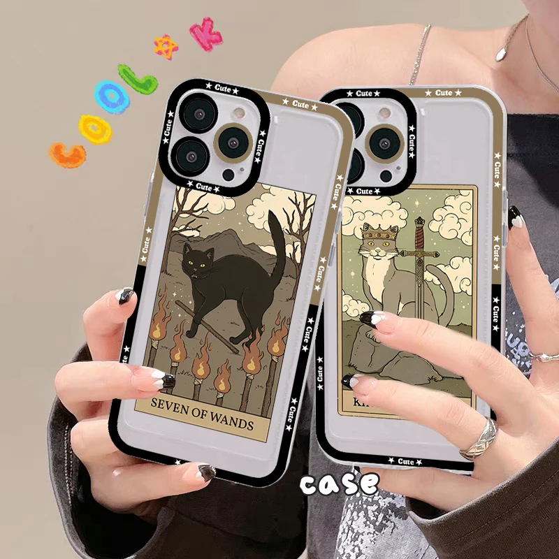 

Witches moon Tarot Mystery totem cat Phone Case For Redmi 7 8 9 A For Redmi Note 5 7 8 9 10 11 Pro Max 4G 5G Funfas