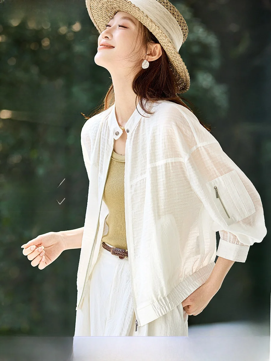 

Легкая шелковая куртка Mehaoni для женщин: новая весенняя модель с маленьким воротником-стойкой, универсальная, красивая, для повседневной носки, верхняя одежда