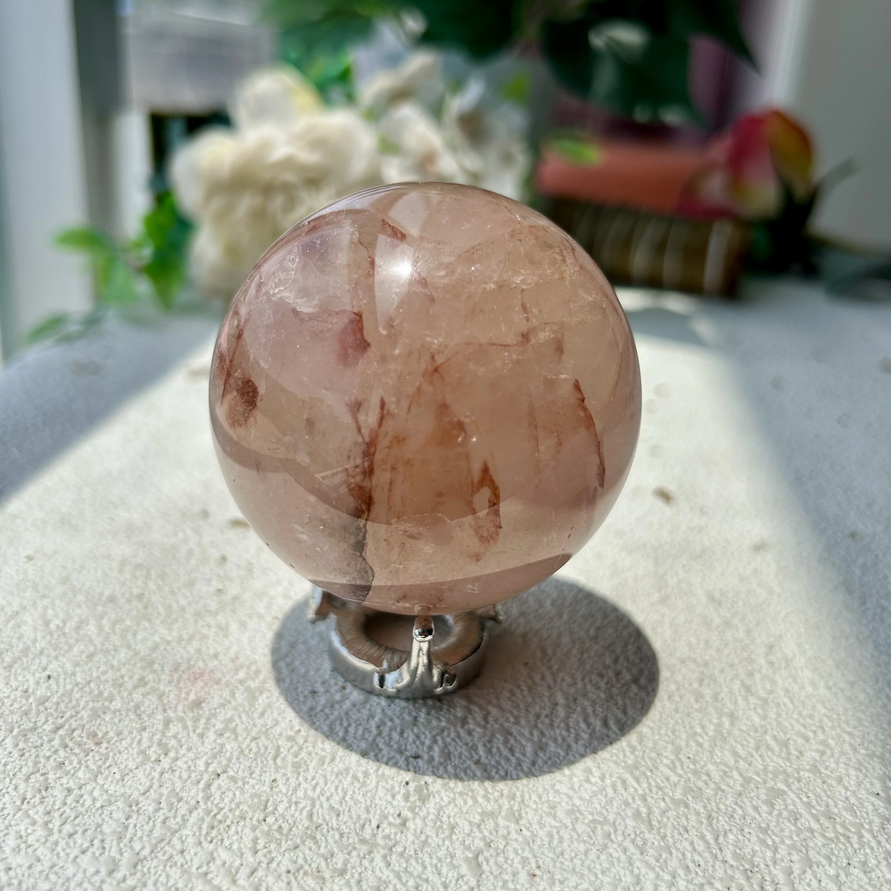 Natural Red Fire Quartz Sphere Polished Crystal Ball Ornaments Reiki Healing Stone Gift Home Decor 1th 400g 66mm