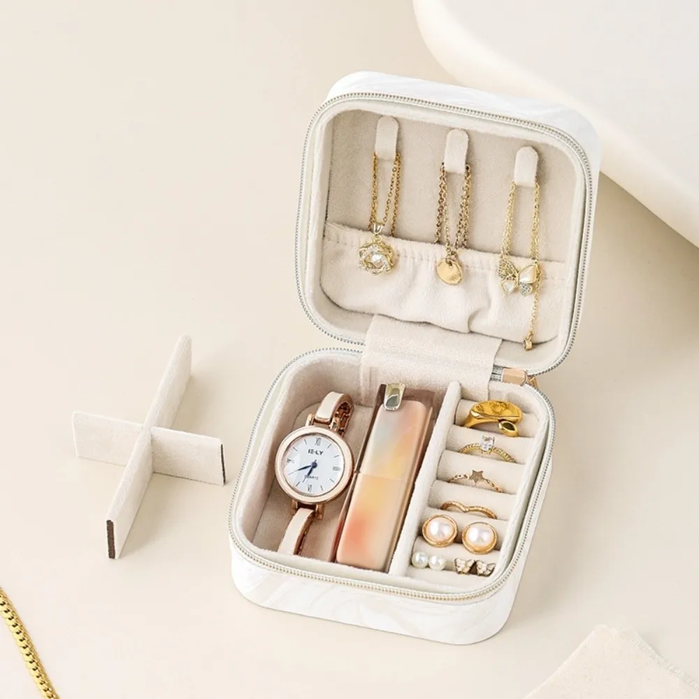

Portable Jewelry Storage Box Mini Layered Earrings Necklace Ring Jewelry Box Packaging Box Organizer Jewelry Display Case Gift