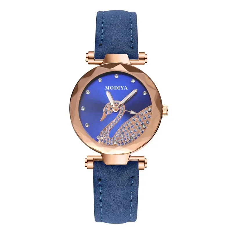 Luxury Swan Starry Watch for Women Temperament Frosted Quartz Wristwatches Exquisite Fashion Jewelry Ladies Student Watchband