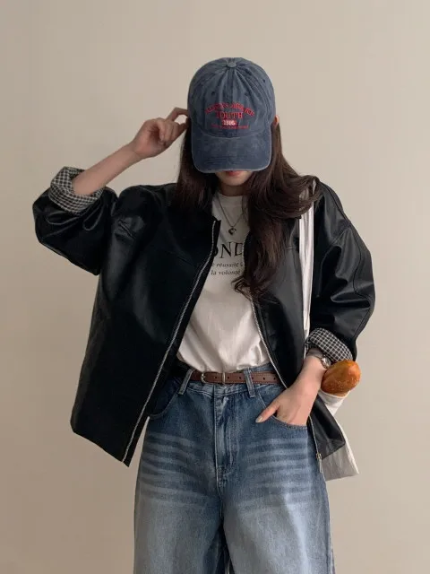 

Ретро Гонконг Sle Chic клетчатый лоскутный кожаный джат женская осенне-зимняя модная верхняя одежда корейская версия