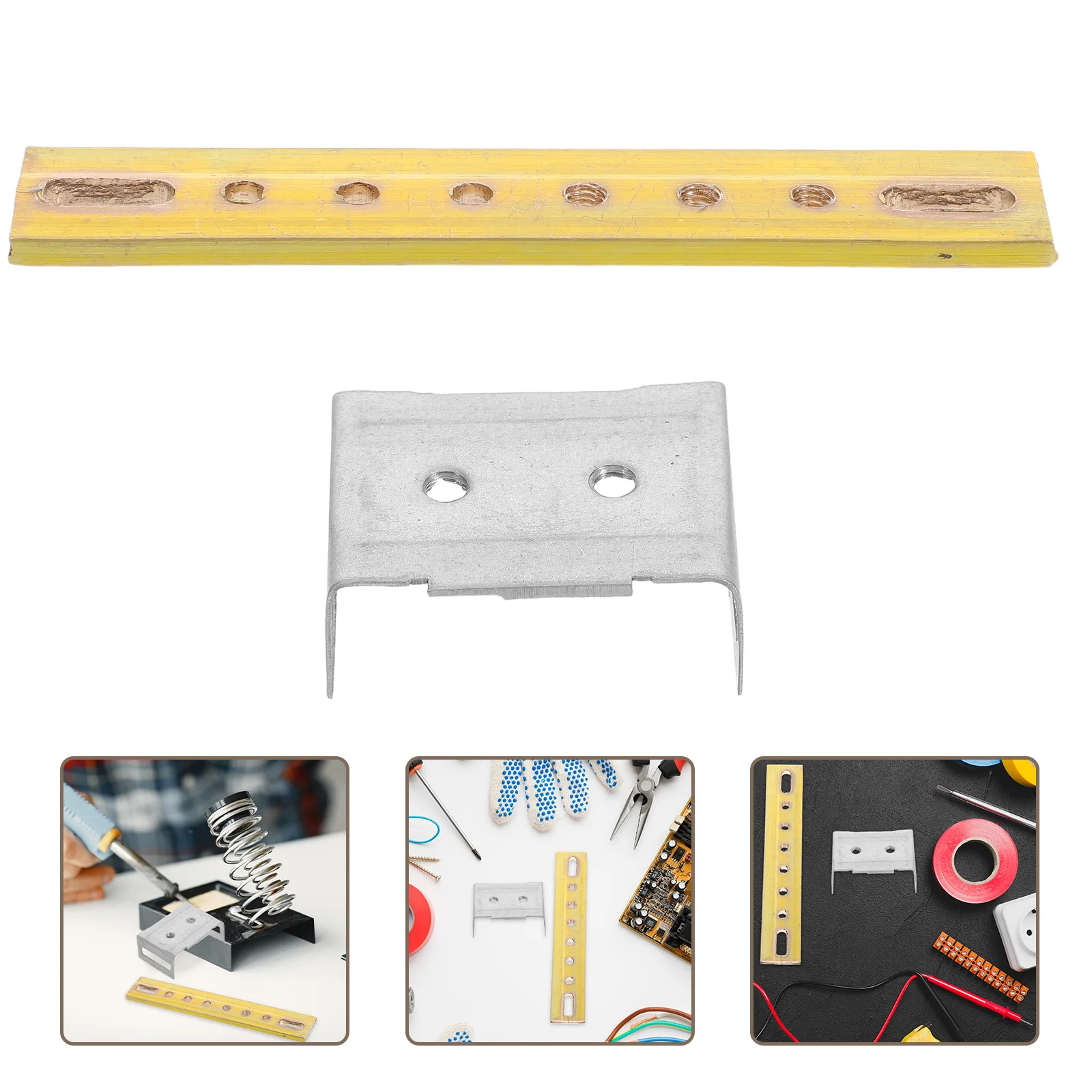 

Brass Busbar Grounding Strip 4x20x118mm Durable Electrical Ground Bar Terminal Block Bus Bar Combing Terminal Block